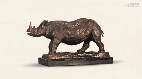 20世纪 铜雕犀牛供
