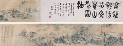 高简（1634～1707） 松岩楼阁 卷轴 设色绢本