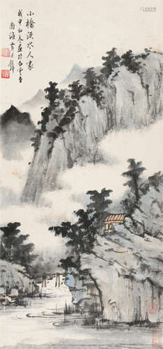 黄君璧（1898～1991） 小桥流水人家 立轴 设色纸本