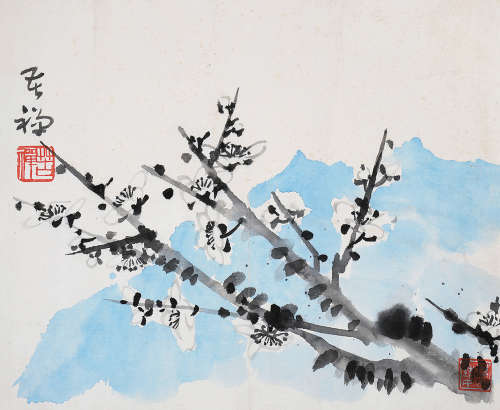 李苦禅（1899～1983） 冰雪梅精神 镜片 设色纸本