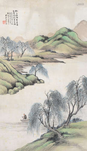 林纾（1852～1924） 春江唤渡 立轴 设色纸本