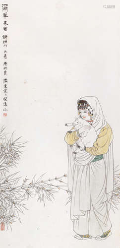 谢振瓯（b.1941） 尔羊来思 镜片 设色纸本