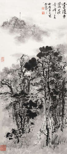 林述槃（b.1930） 夜游灵隐寺 立轴 水墨纸本