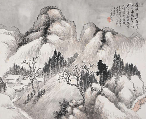 林纾（1852～1924） 望中雪景 镜片 水墨纸本