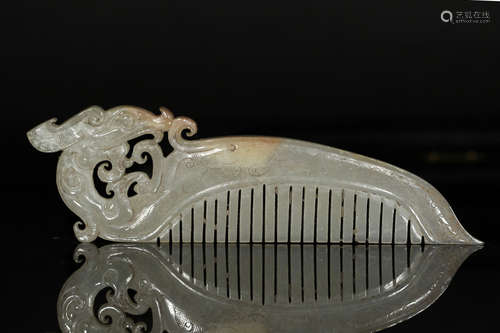 JADE CARVED 'PHOENIX' COMB