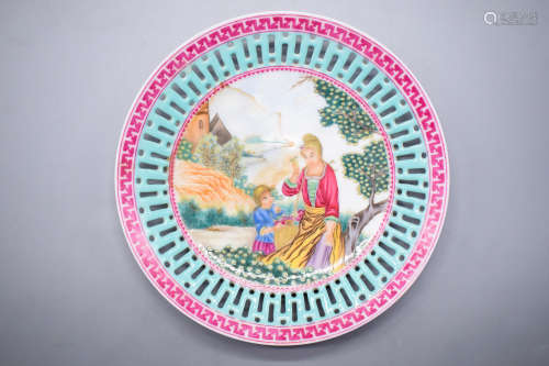 FAMILLE ROSE OPENWORK 'WESTERNERS' DISH