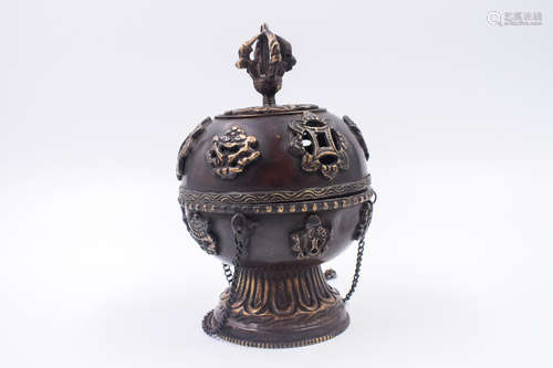 BRONZE CAST CENSER WITH LID