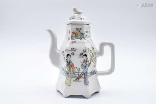 FAMILLE ROSE 'LADIES' HEXAGONAL EWER