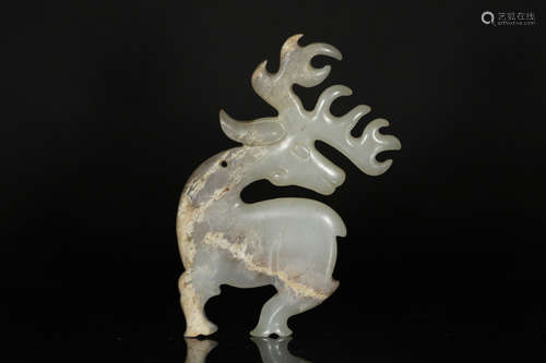 JADE CARVED 'DEER' ORNAMENT