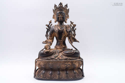 BRONZE CAST 'AVALOKITESHVARA' SEATED FIGURE