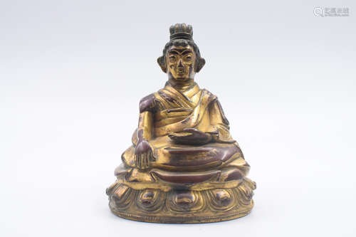 GILT BRONZE CAST 'MAHASIDDHA' SEATED FIGURE