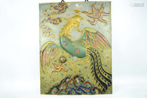 CLOISONNE ENAMELED 'PHOENIX' PLAQUE