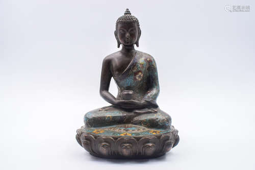 BRONZE CARVED 'AMITABHA' SEATED FIGURE