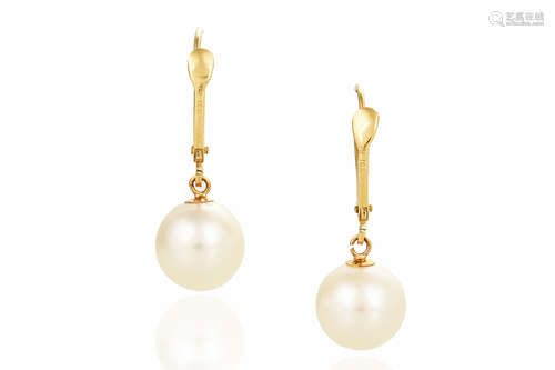 PAIR OF 14K YG PEARL EARRINGS