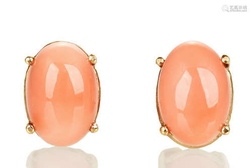 PAIR OF 14K YG CORAL EARRINGS