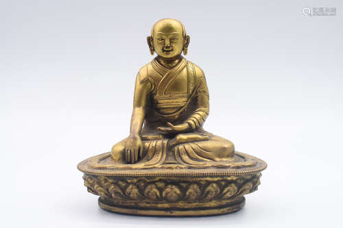 GILT BRONZE CAST 'JE TSONGKHAPA' SEATED FIGURE