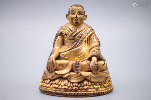 GILT BRONZE 'GURU' SEATED FIGURE