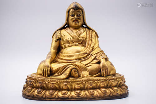 GILT BRONZE CAST 'JE TSONGKHAPA' SEATED FIGURE