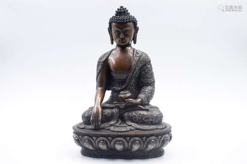 BRONZE CAST 'BHAISAJYAGURU' SEATED FIGURE