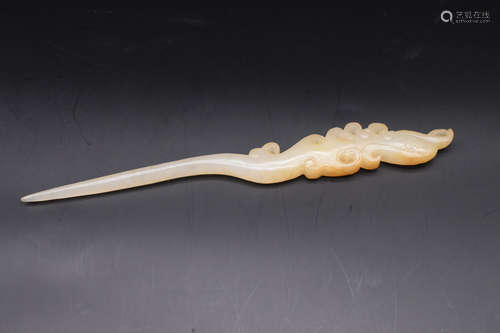 JADE CARVED 'PHOENIX' HAIRPIN