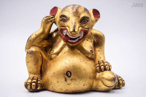 GILT BRONZE CAST 'MYTHICAL BEAR' FIGURE