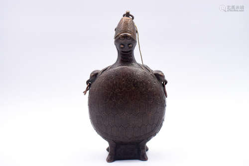 BRONZE CAST 'MYTHICAL TURTLE' WINE FLASK