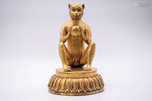 GILT BRONZE CAST 'MONKEY' FIGURE