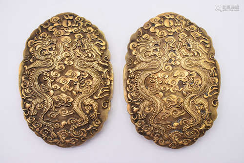 GILT BRONZE COMBINATION 'DRAGONS' PLAQUE