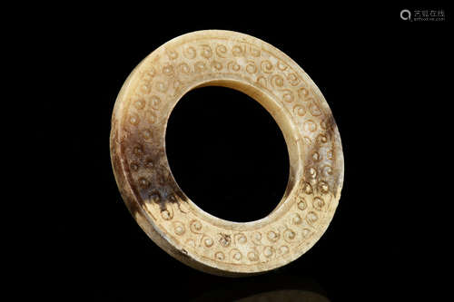 JADE CARVED DISC ORNAMENT, HUAN