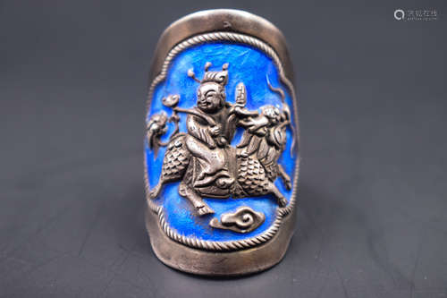 SILVER 'QILIN AND RIDER' RING