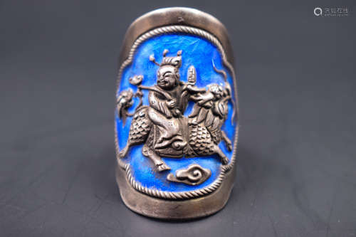 SILVER 'QILIN AND RIDER' RING