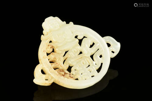 HETIAN WHITE JADE CARVED 'PERSON' PENDANT