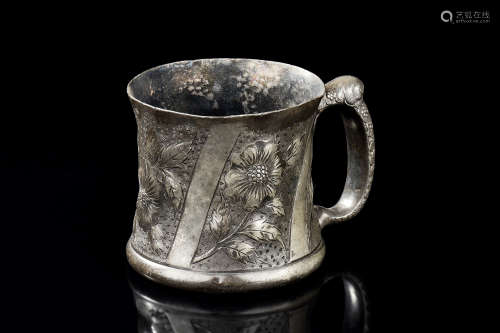 LYON SILVER CO. SILVER 'FLOWERS' MUG