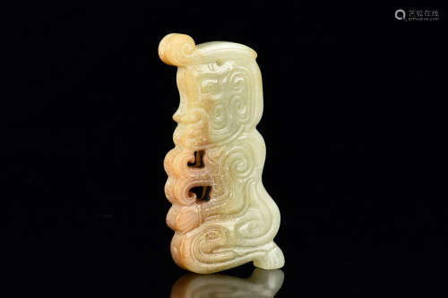HETIAN WHITE JADE CARVED 'PERSON' ORNAMENT