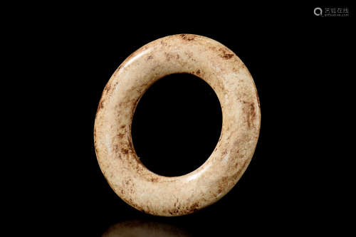 CHICKEN-BONE JADE CARVED DISC ORNAMENT, HUAN