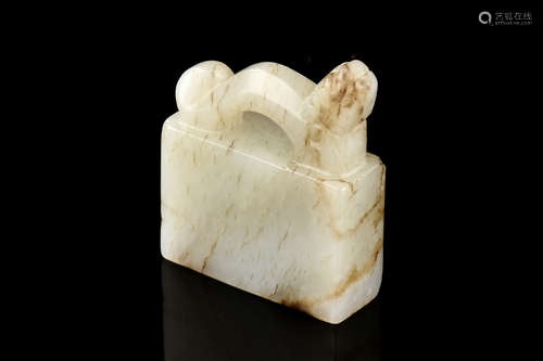 JADE CARVED 'MYTHICAL BEAST' STAMP SEAL