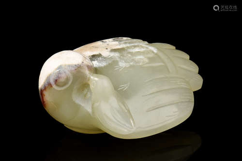 CELADON JADE CARVED 'BIRDS' ORNAMENT