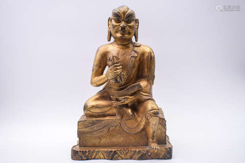 GILT BRONZE CAST 'ARHAT' FIGURE