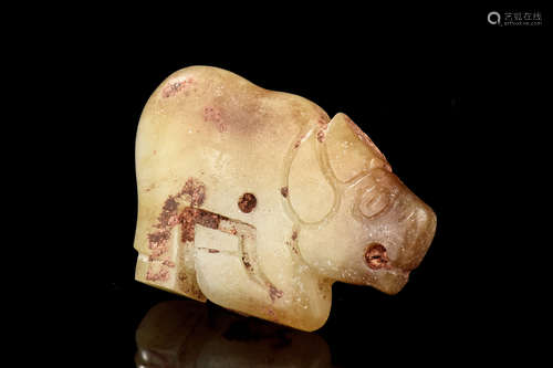 JADE CARVED 'WATER BUFFALO' ORNAMENT