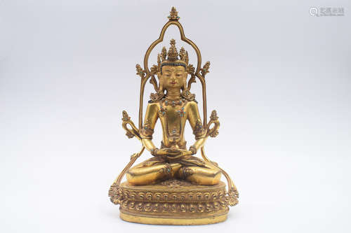 GILT BRONZE 'AMITABHA' SEATED FIGURE