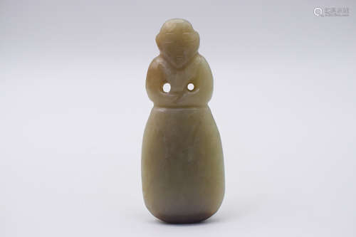 HONGSHAN CULTURE JADE CARVED 'MAN' ORNAMENT