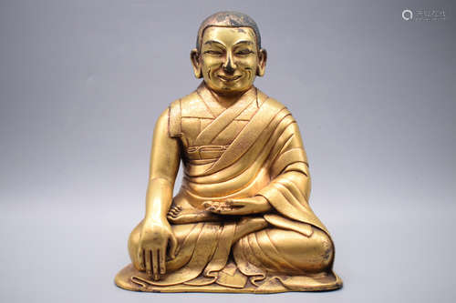 GILT BRONZE 'GURU' SEATED FIGURE