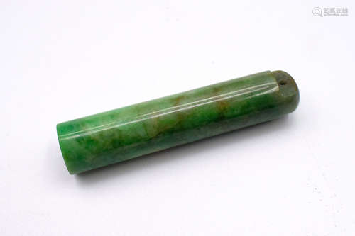 JADEITE CARVED TUBE ORNAMENT, LINGGUAN