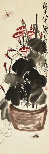 QI BAISHI: INK AND COLOR ON PAPER PAINTING 'MORNING GLORY'