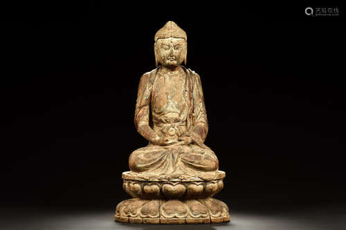 WOOD CARVED SHAKYAMUNI BUDDHA