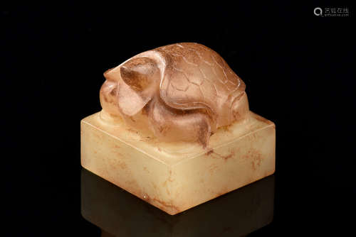 JADE CARVED 'TURTLE' SEAL STAMP