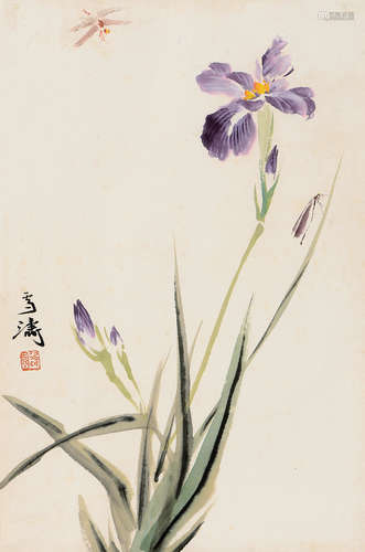 王雪涛（1903～1982） 花卉蜻蜓 立轴 设色纸本