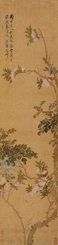 改琦（1773～1828） 桃花珠藤 立轴 设色绢本