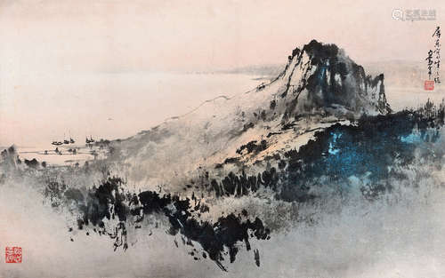 欧豪年（b.1935） 屏东山水 镜框 设色纸本