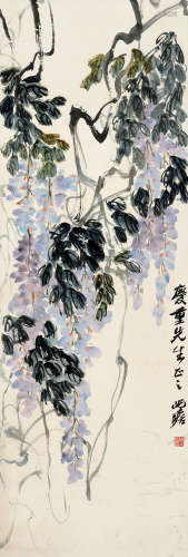 朱屺瞻（1892～1996） 紫藤 立轴 设色纸本